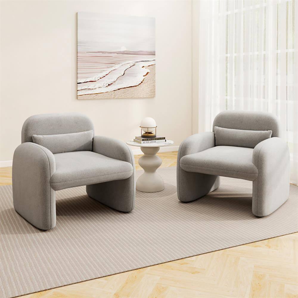 Alt View 2. Kadyn - Leisure Sofa Reading Chair, Accent Chair,Modern Accent Chair with Waist Pillow and Armrests for Living Room Bedroom-Gray - Gray.