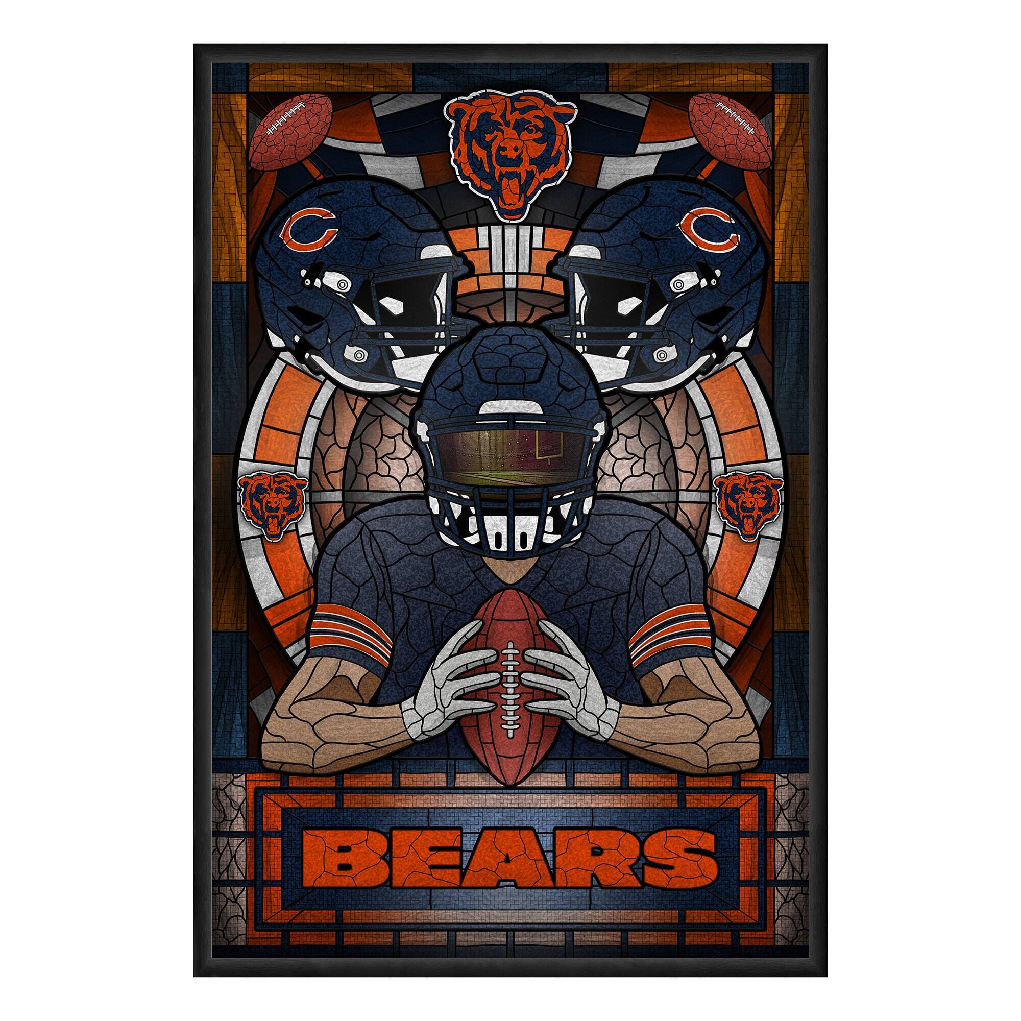 Sporticulture - Chicago Bears Framed Stained Glass Art Print - Blue