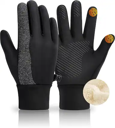 Front. Cozy Serene - Winter Gloves Women Men Ski Snow Gloves Liner Thermal Warm Fleece Touch Screen (Touchscreen, Heated) - Medium.