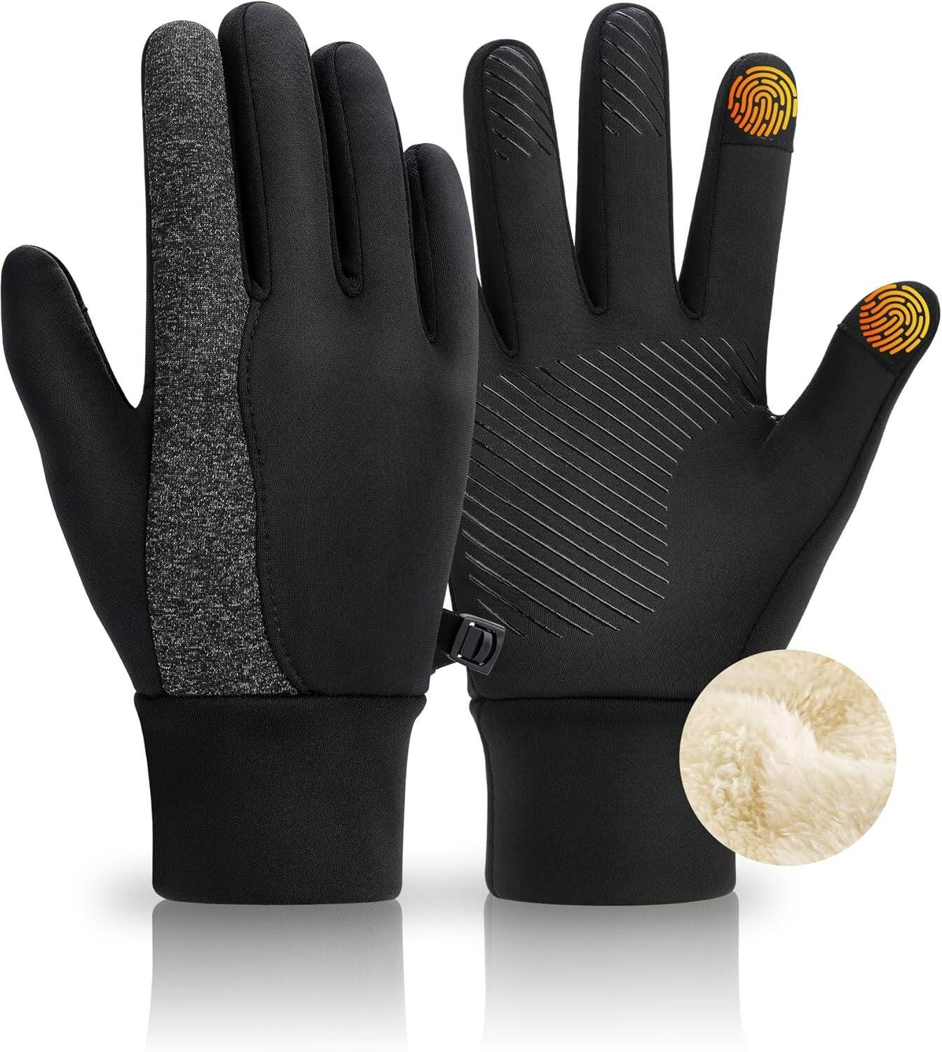 Cozy Serene - Winter Gloves Women Men Ski Snow Gloves Liner Thermal Warm Fleece Touch Screen (Touchscreen, Heated) - Medium