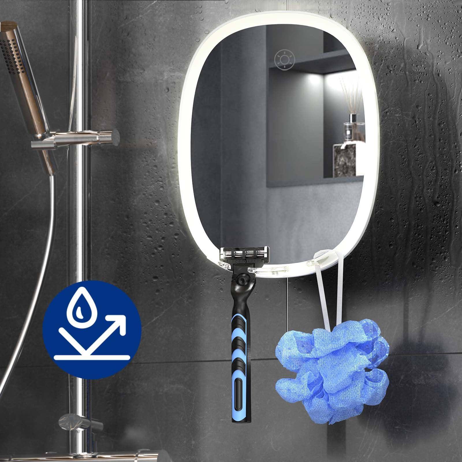 Alt View 2. Earthley Blooms - Led Shower Mirror Fogless For Shaving Adjustable With Holder 3 Colors Dimmable Lighting Wall-mounted Shat... - Classic Black.