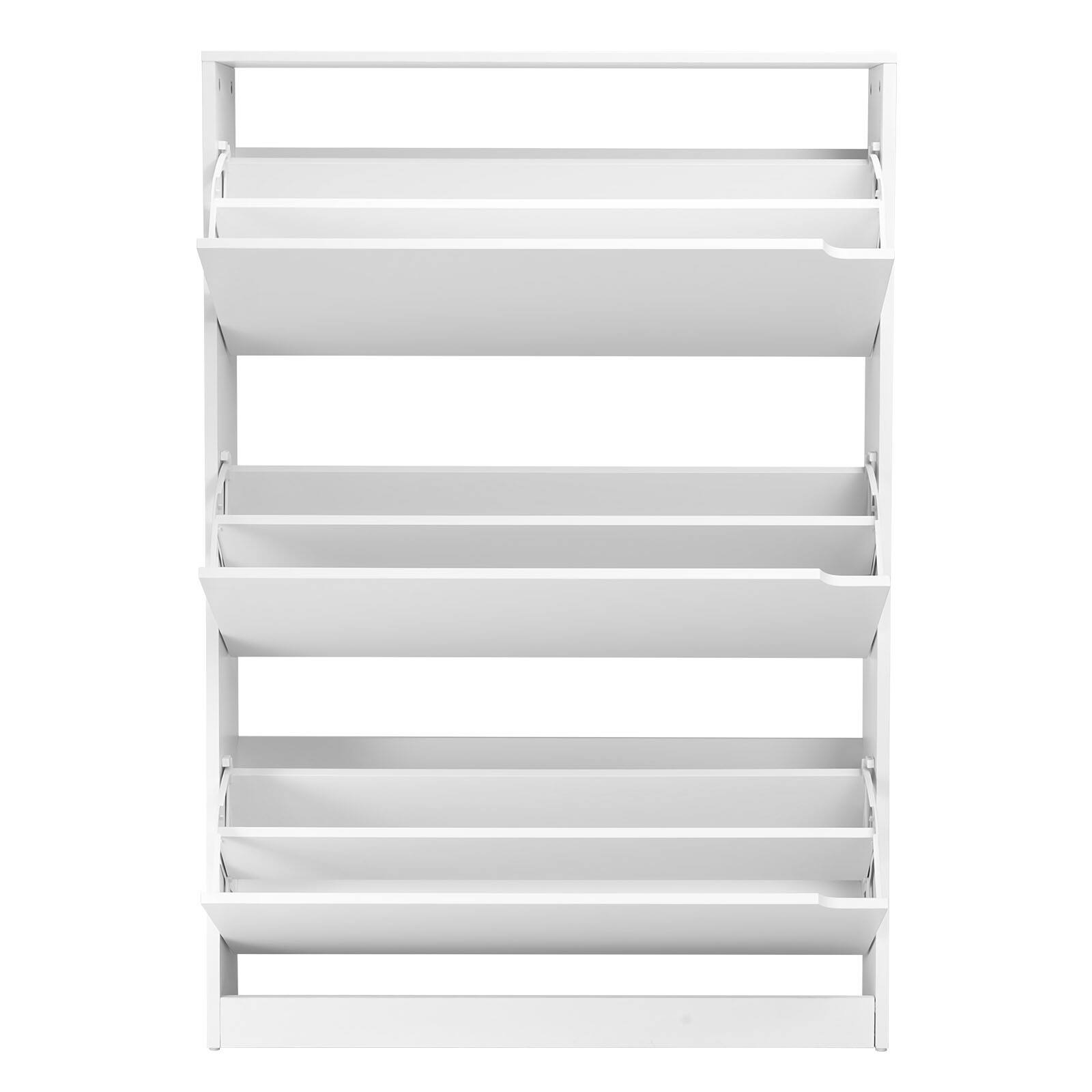 Alt View 5. VEVOR - Shoe Cabinet with 3 Flip Drawers,Modern Shoes Storage Cabinet with Anti-Tipping Device, Freestanding Shoe Rack Organizer - White.