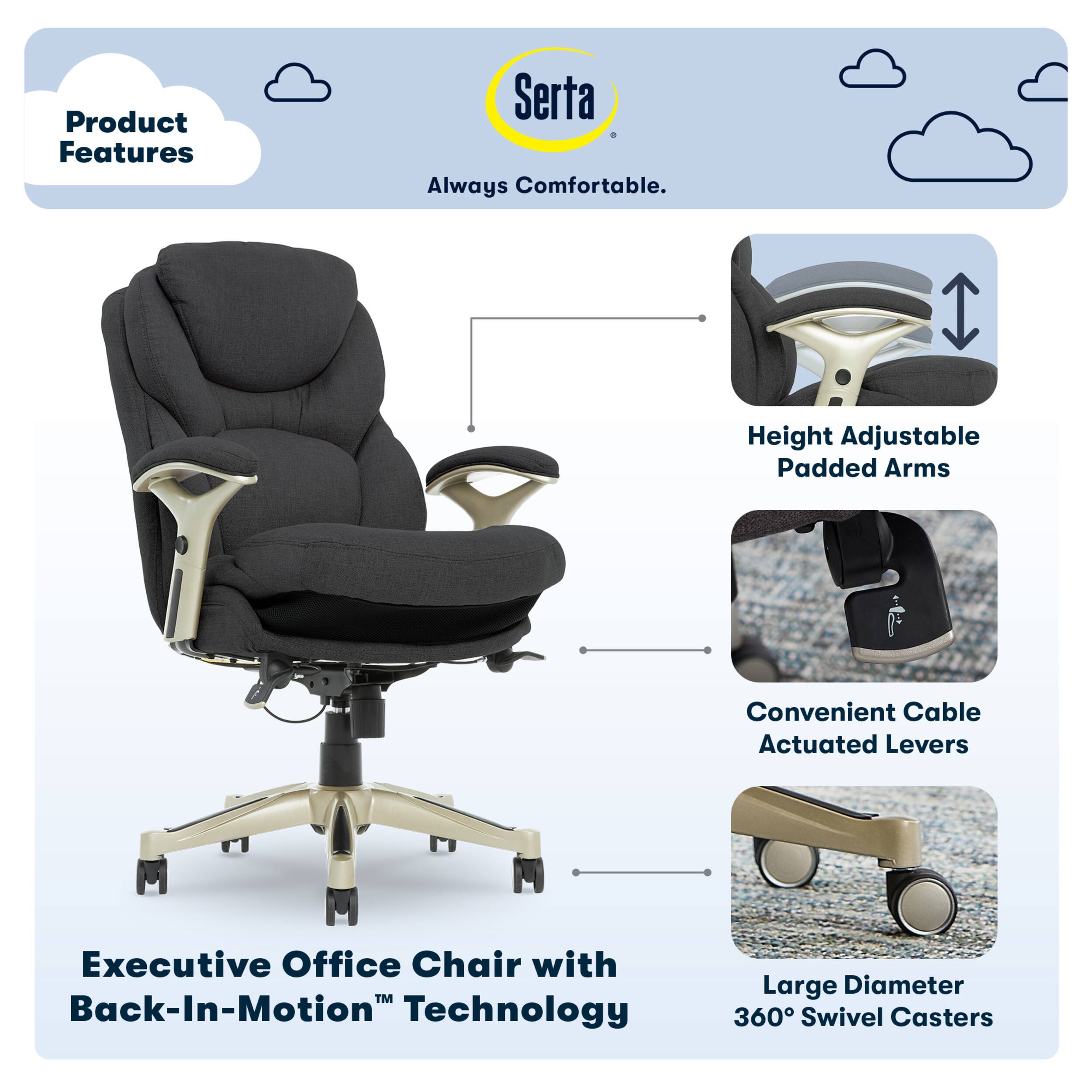 Angle. Serta - Upholstered Back in Motion Health & Wellness Manager Office Chair - Fabric - Dark Gray.