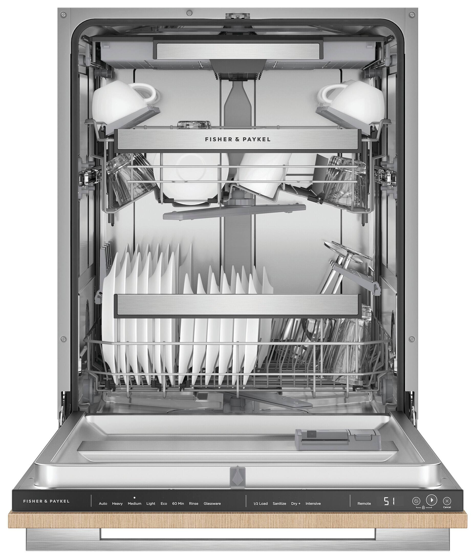 Alt View 12. Fisher & Paykel - 24-in Top Control Built-in Dishwasher - Custom Panel Ready.