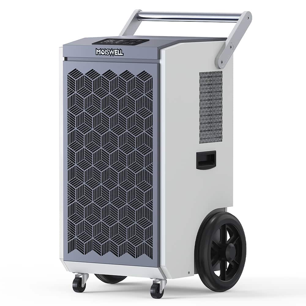 Moiswell - 260 Pints Commercial Dehumidifier with Pump Moisture Control for Basement, Industry Water Damage Unit - White & Gray