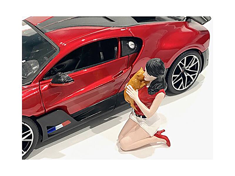 Alt View 2. American Diorama - "Girls Night Out" Gigi with Cat Figurine for 1/24 Scale Models by American Diorama.