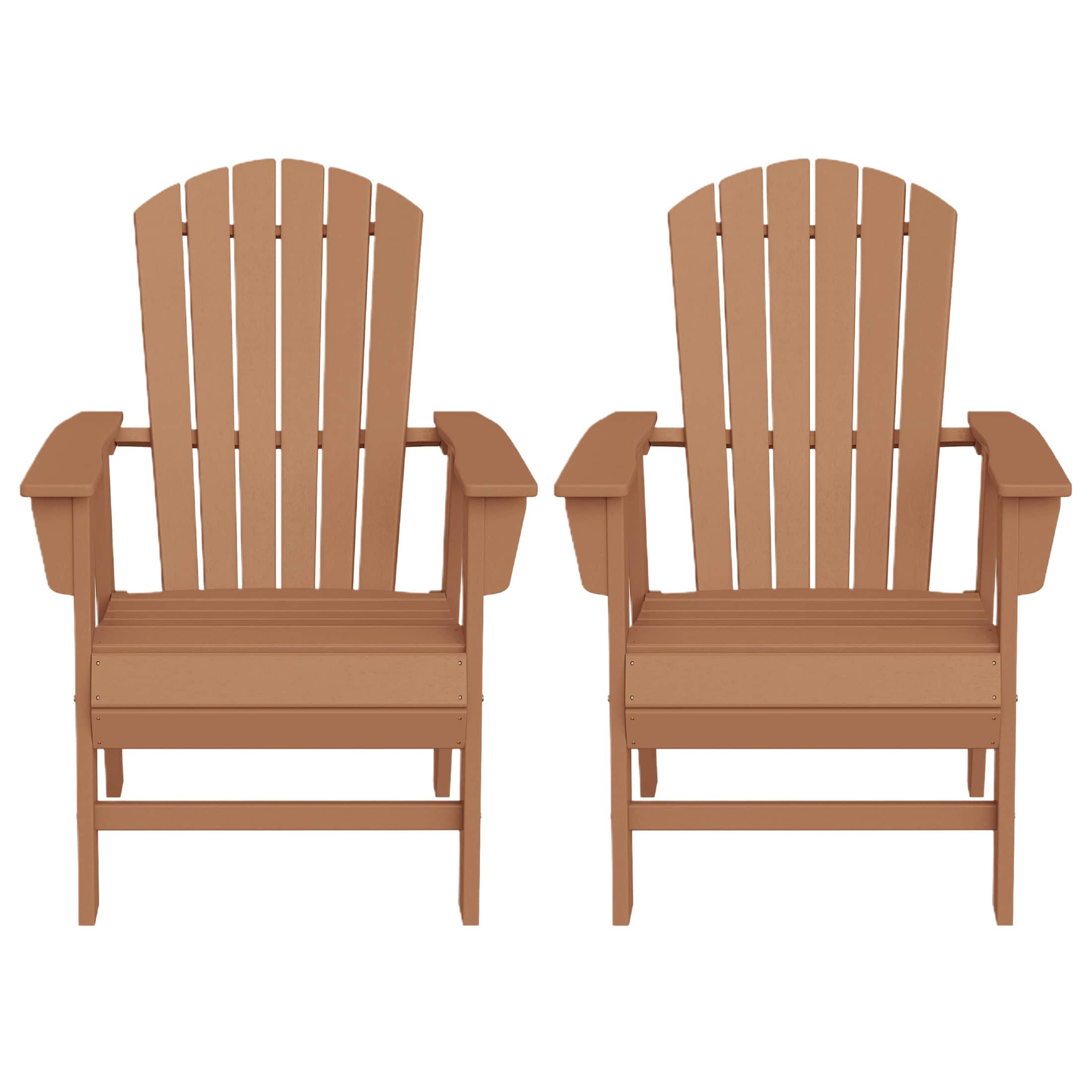 WestinTrends - Dylan HDPE Seashell Upright Adirondack Chair (Set of 2) - Teak
