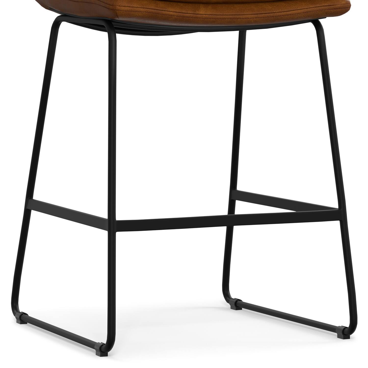 Alt View 2. Simpli Home - Danika Mid Century Modern Counter Height stool (Set of 2) in Camel Brown Vegan Faux Leather - Camel Brown.