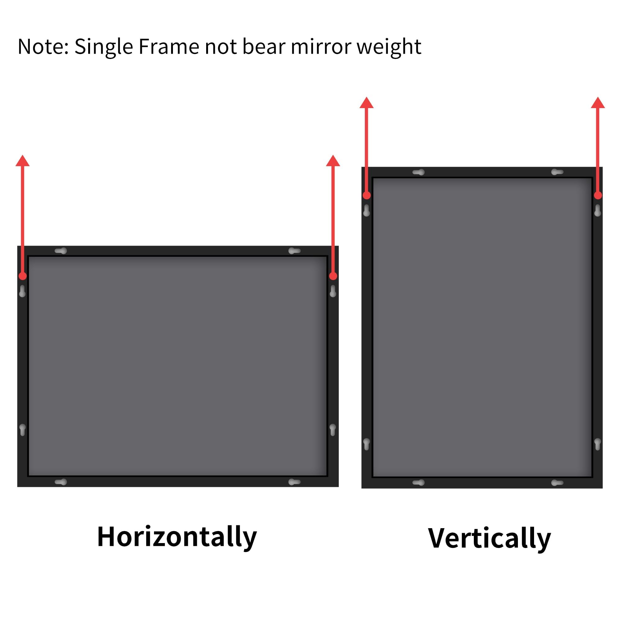 Note: Single Frame not bear mirror weight

Horizontally

Vertically