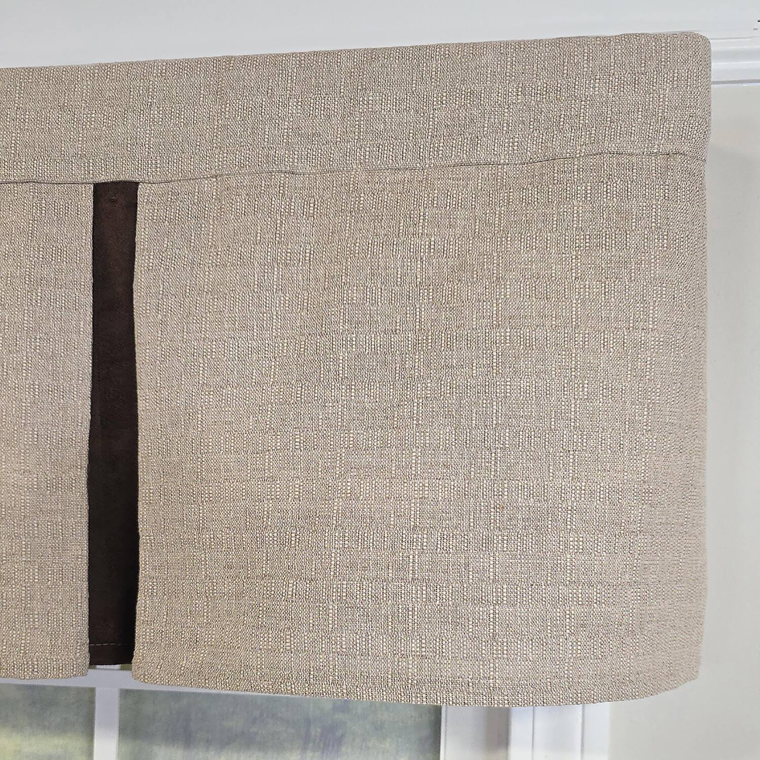 Left. RLF Home - RLF Home Denton Pleated 100% Cotton Rod Pocket Lined  Window Valance 50" x 17" Taupe - Taupe.