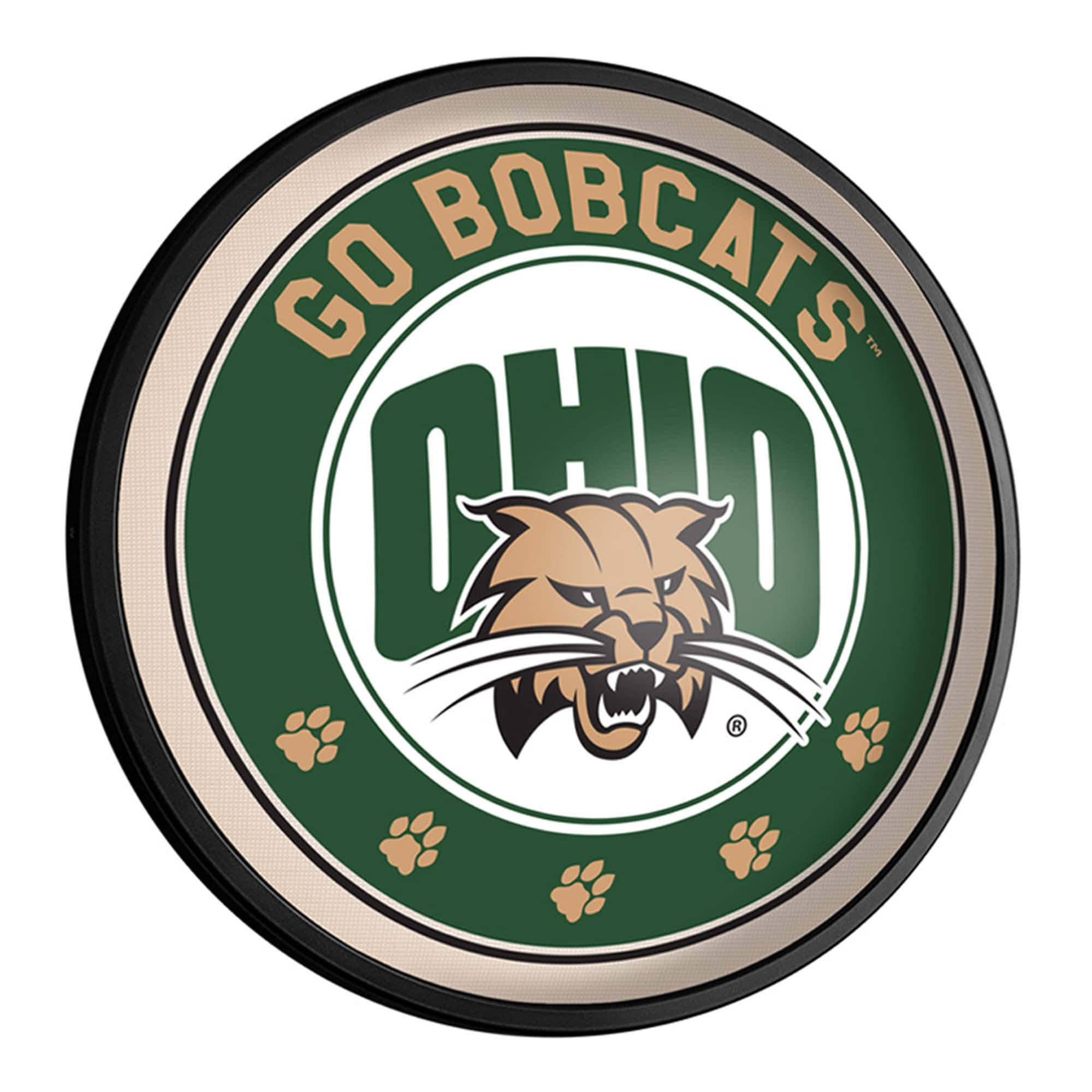 The Fan-Brand - Ohio Bobcats Mascot 18'' Round Slimline Illuminated Wall Sign - Multicolor