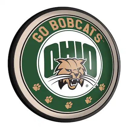 Front. The Fan-Brand - Ohio Bobcats Mascot 18'' Round Slimline Illuminated Wall Sign - Multicolor.