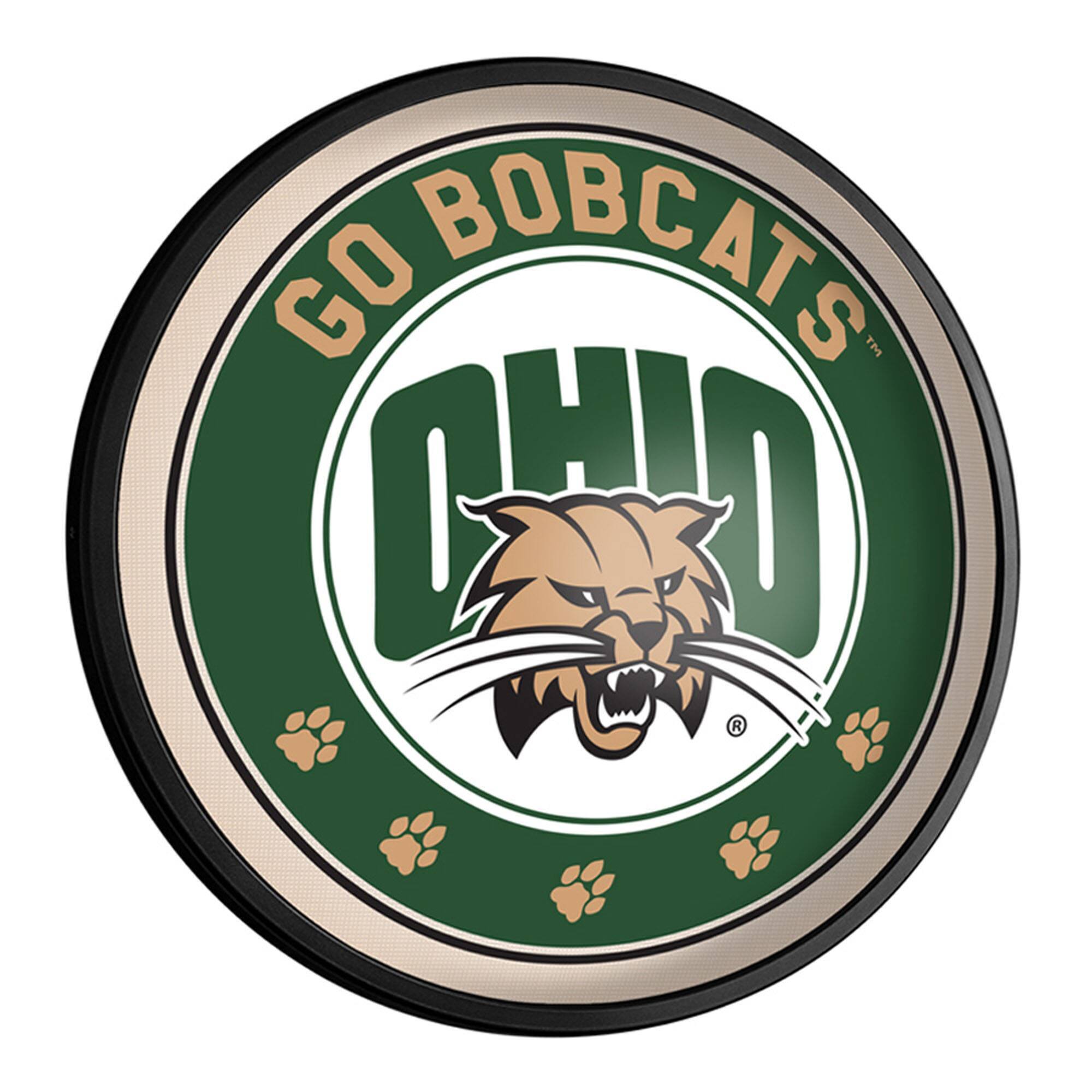 Ohio Bobcats Mascot 18'' Round Slimline Illuminated Wall Sign