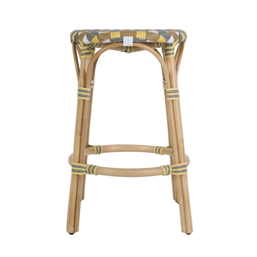 Angle. Butler Specialty - Ballito 24 in. Seat Height Oval Rattan Counter Stool - Yellow And Brown.