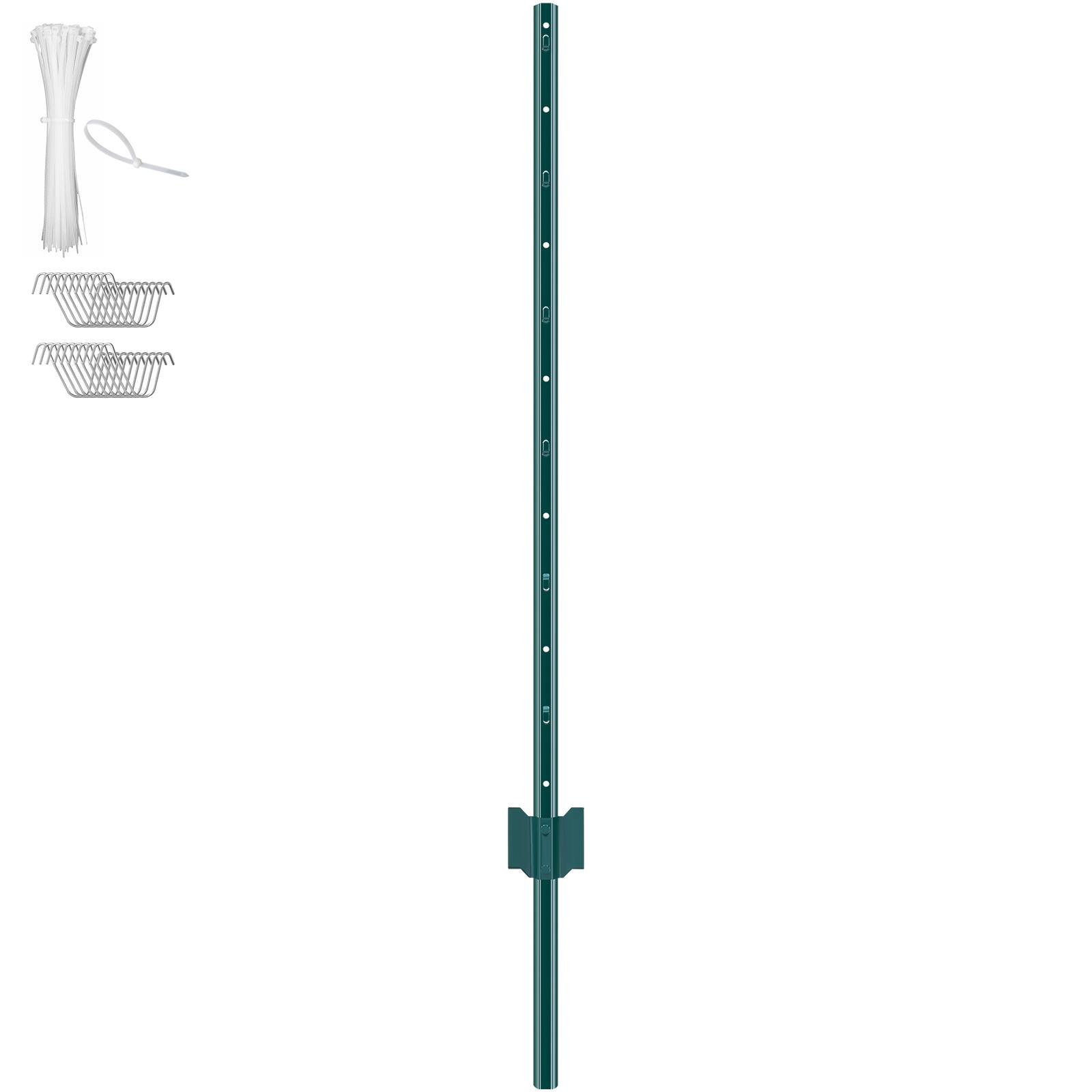 Alt View 5. VEVOR - 4 Feet Fence Post, 10 Pack U-Channel Heavy Duty Metal Fence Posts, Sturdy Steel Fence Stakes for Garden Yard, Lawn - Green.