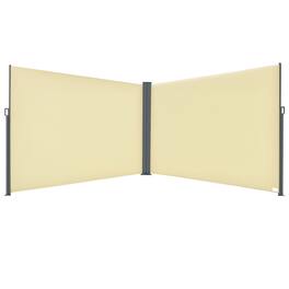 Outsunny - 20' Double Retractable Patio Side Awning Garden Sun Shade with UV-Fighting Screen - Beige