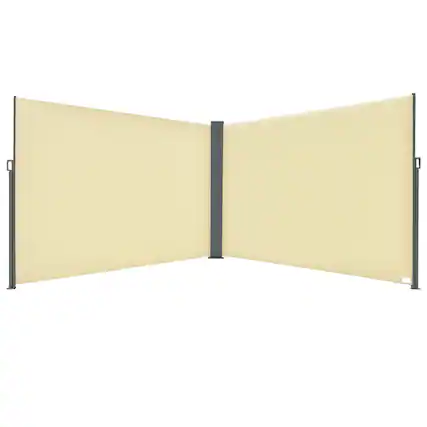 Front. Outsunny - Outsunny 20' Double Retractable Patio Side Awning Garden Sun Shade with UV-Fighting Screen - Beige.