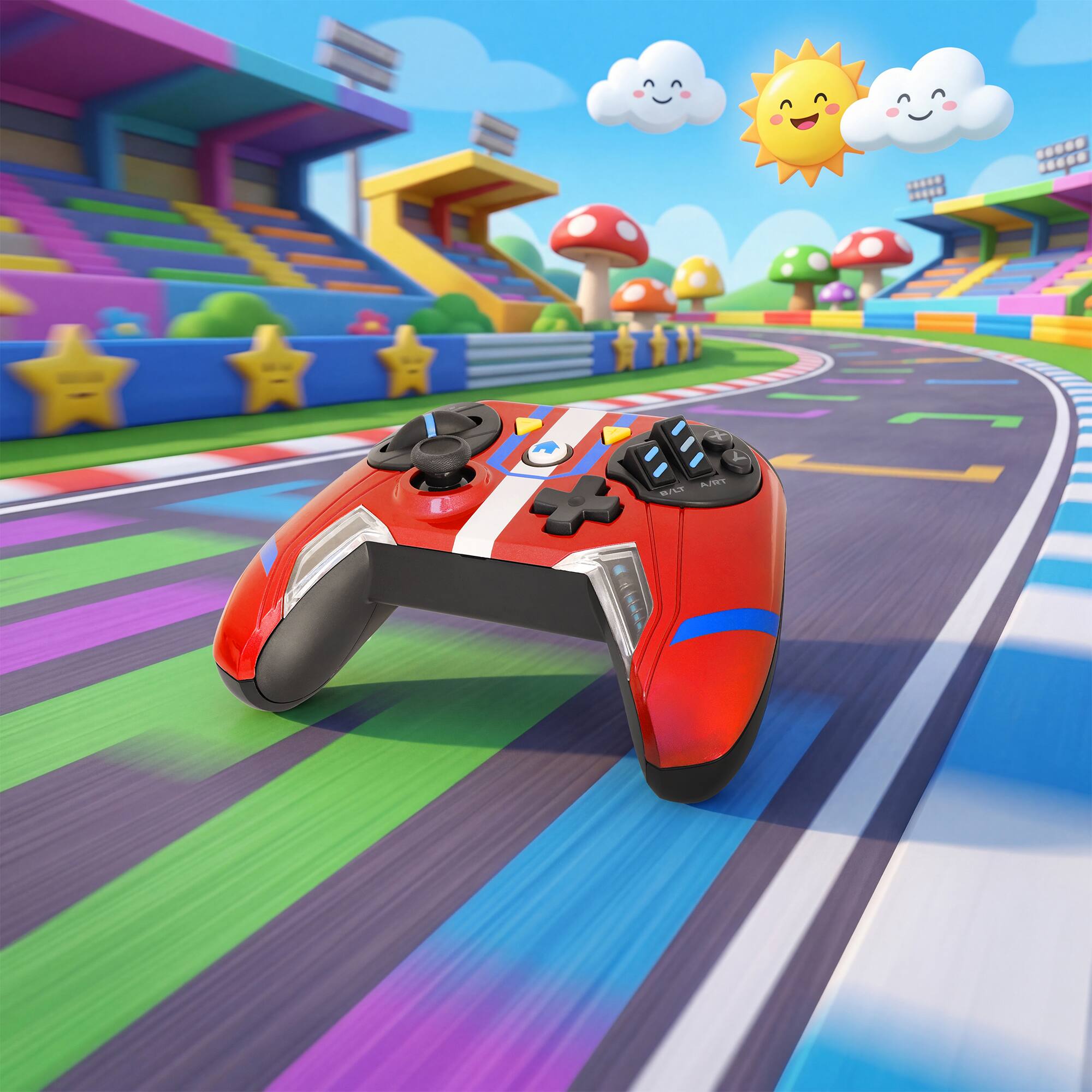 Alt View 4. Ghost Gear - GHOST GEAR Wireless Racing Controller for PC, Steam Deck, Switch 2, iPhone & iPad – Pressure-Control Pedals – Blue/Red - Blue Red.