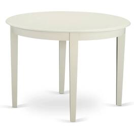 East West Furniture - Boston 3 Piece Dining Room Set Contains a Round Kitchen Table and 2 Upholstered Parson Chairs - White