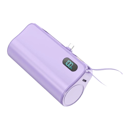 Front. Home Collection - Mini Portable Charger 50000mAh Power Bank 22.5W PD Cell Phone Portable Power – Purple.
