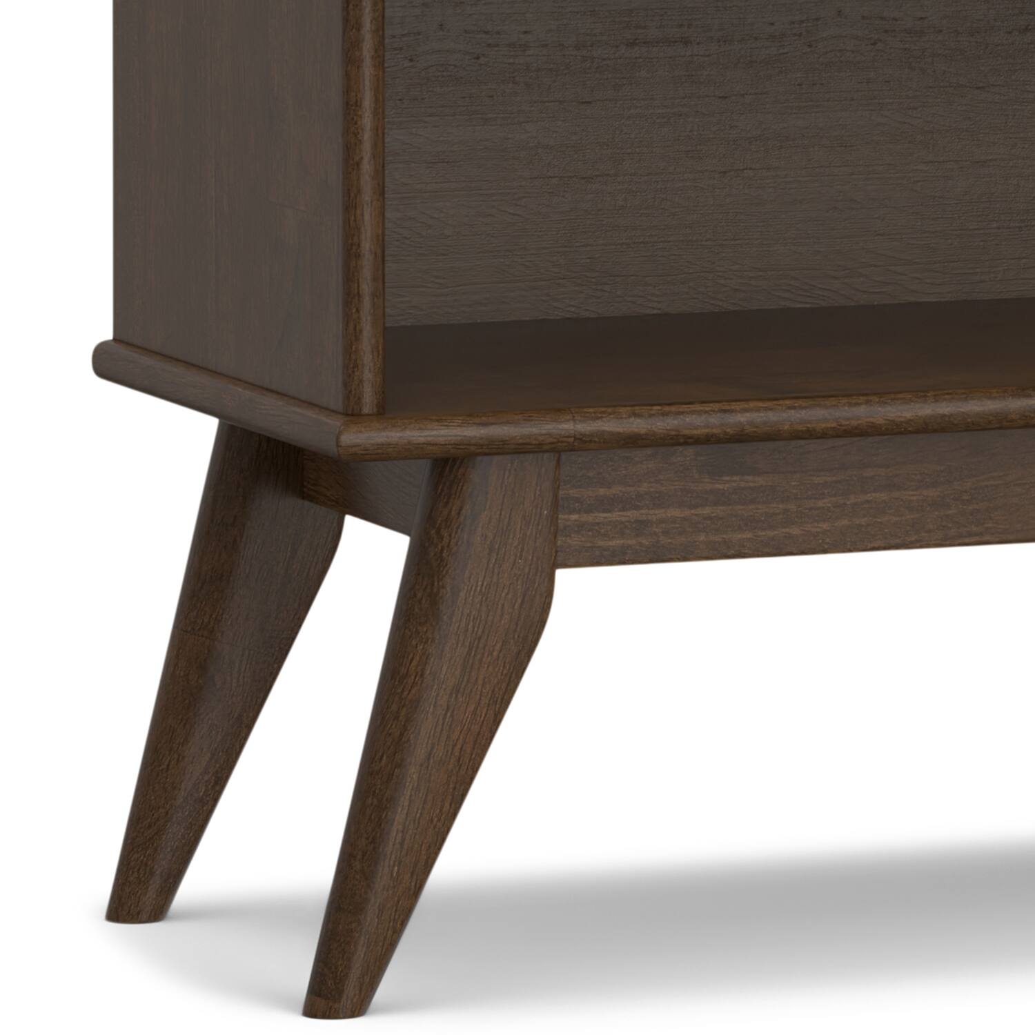 Alt View 6. Simpli Home - Draper SOLID HARDWOOD 30 inch x 64 inch Mid Century Modern Low Bookcase in Walnut Brown - Walnut Brown.