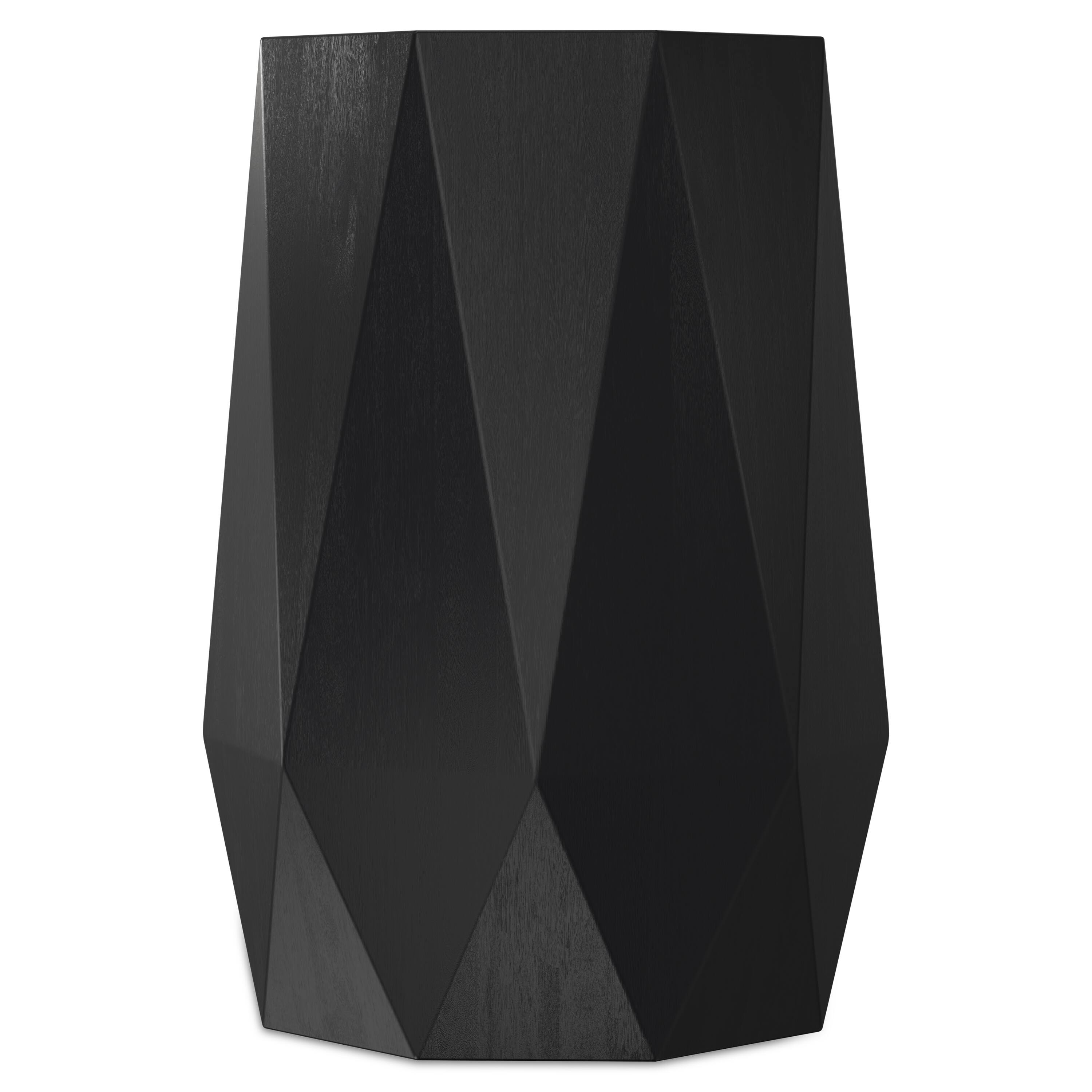 Left. Simpli Home - Kurt 15 inch Wide Solid Acacia Wood Side Table in Black - Black.