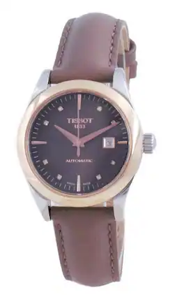 Tissot - T-My Lady 18K Gold Diamond Accents Automatic T930.007.46.296.00 T9300074629600 Women's Watch - Brown
