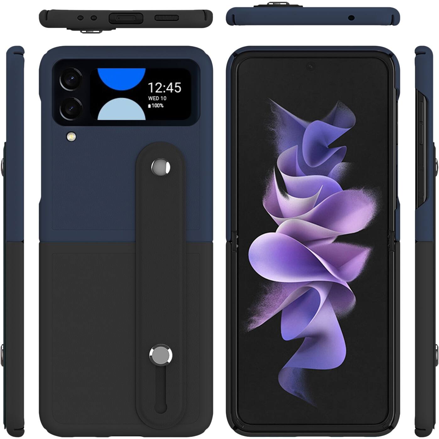 Alt View 12. SaharaCase - FingerGrip Series Case with Strap for Samsung Galaxy Z Flip4 - Black/Blue.