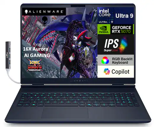 ALIENWARE
intel CORE Ultra 9
ULTRA 9
16X Aurora
AI GAMING
SONIC SHADOW GENERATIONS
GEFORCE NVIDIA RTX 5070
IPS SuperCLEAR
RGB Backlit Keyboard
Copilot