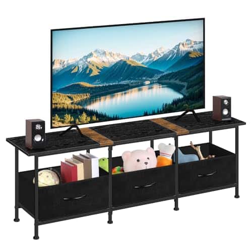 Hirose Alice - Tv Stands For Living Room Entertainment Center With Fabric Dressers 50/55/60 Inch Television Tables Cabinet Co - Black