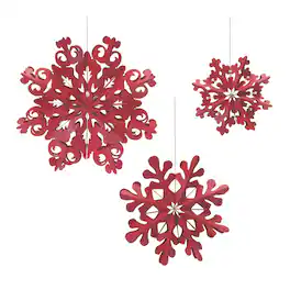 BreeBe - Paper Snowflake Ornament (Set of 6) - Red