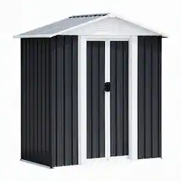 RYHNUYNE - 5 x 3 Feet Grey Outdoor Storage Shed with,Weather Resistant Tool Shed for Garden Backyard Patio - Black
