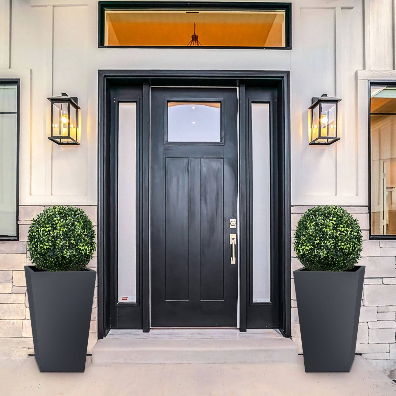 Alt View 1. Costway - Costway 2PC 22" Artificial Boxwood Topiary Ball Tree Office Garden Patio Desk Decoration - Green.