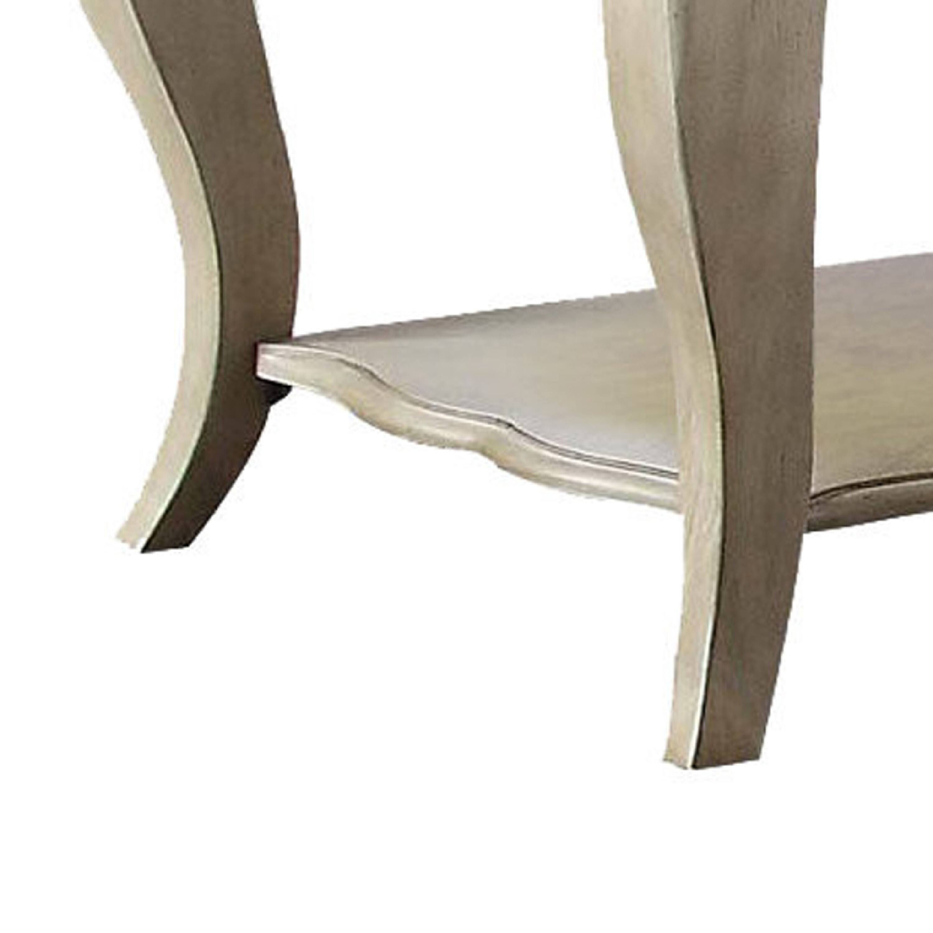 Alt View 4. Manhattan Lane - Wooden End Table with Lower Shelf in Antique Taupe Silver Finish - Silver.