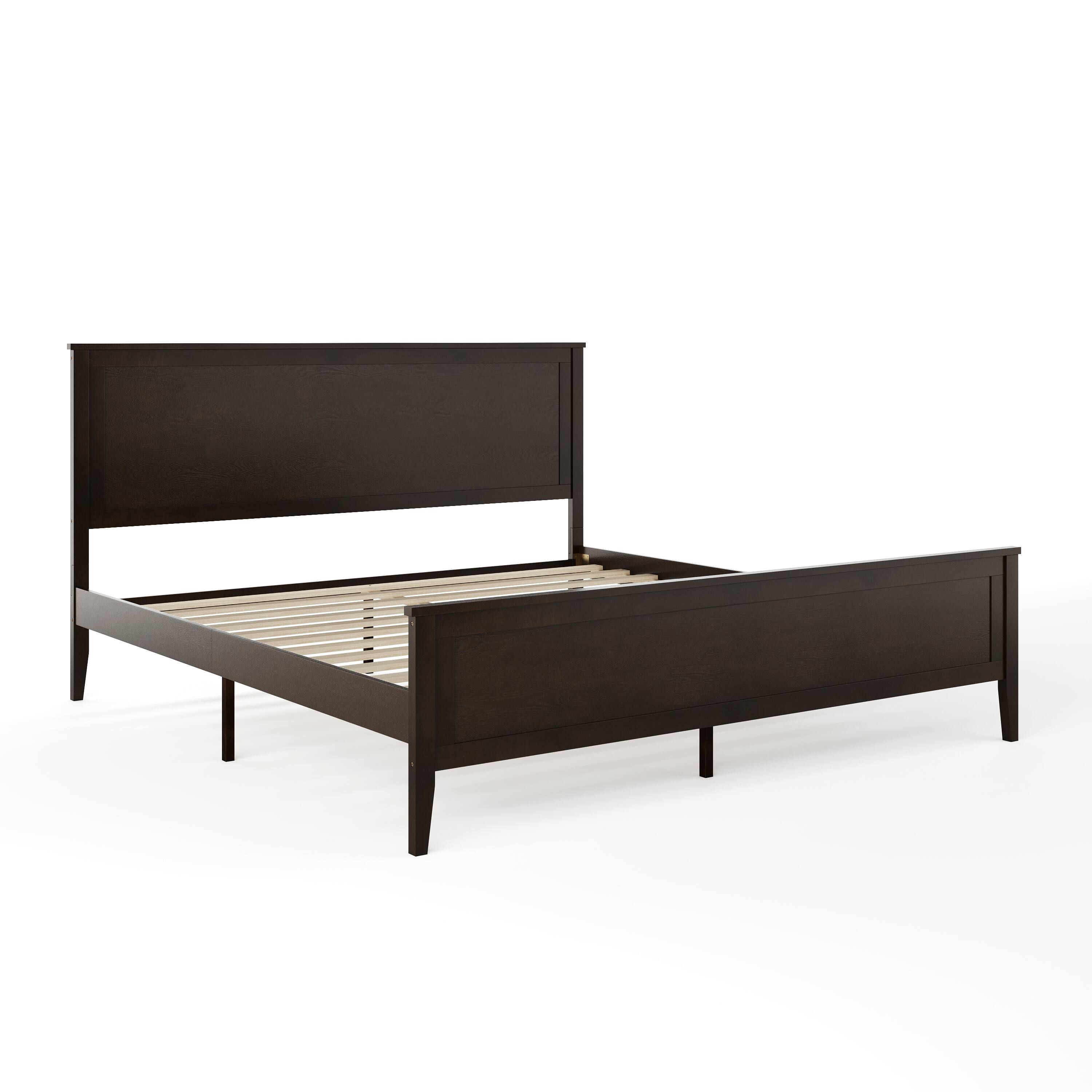 Alt View 11. Martha Stewart - Corbin Wooden King Size Platform Bed with Headboard and Footboard - Dark Brown.