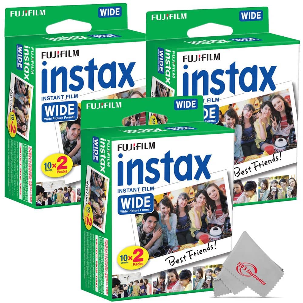 Fujifilm - INSTAX Wide Instant Film (20 Exposures) - 3 Pack - Black