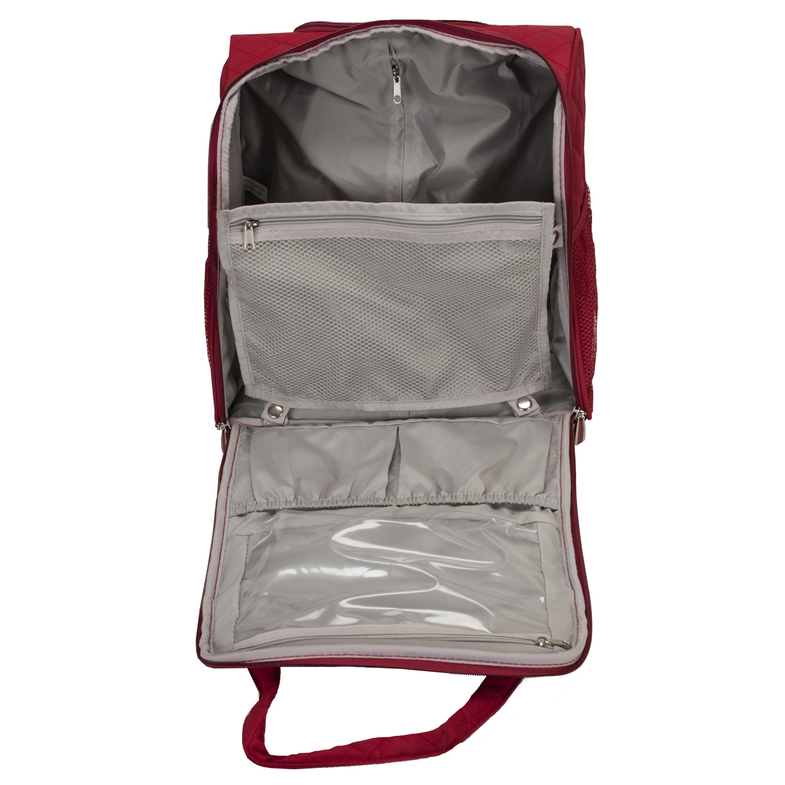 Alt View 8. Dapper Styles - Melrose Upright Wheeled Underseater Luggage Red Carry-on 15-inch - Black-15-Inch.