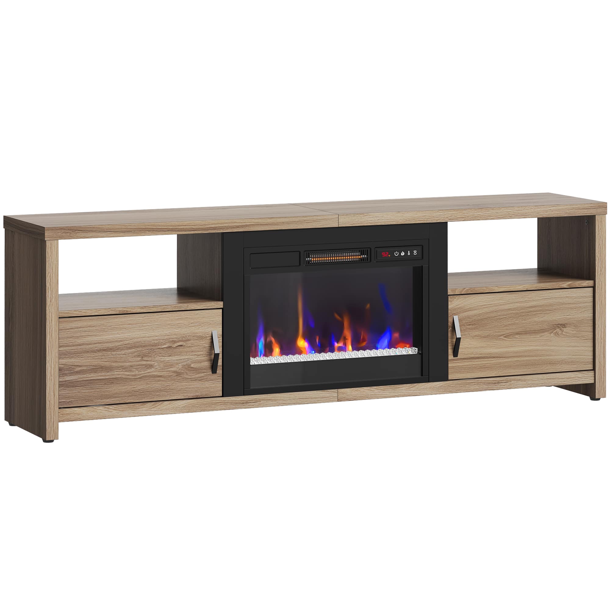 Alt View 2. Bestier - 70 inch Gaming TV Stand with 23" Fireplace & RGB Lights, for 75" TVs, for Living Room - Wood.