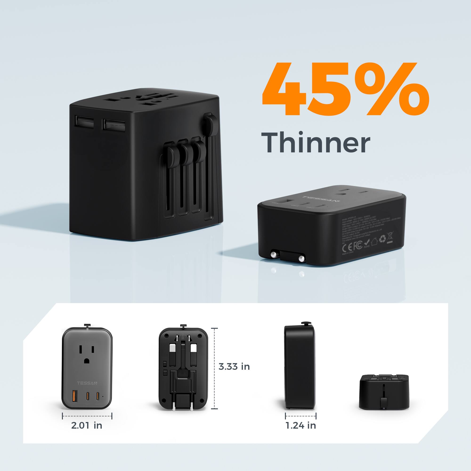 45% Thinner  
CEFC  
3.33 in  
TESSAN  
2.01 in  
1.24 in