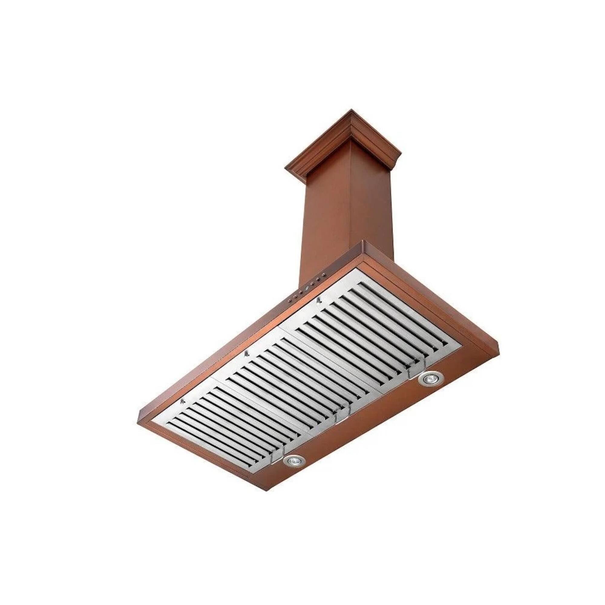 Left. ZLINE - Designer Copper 36" Externally Vented Range Hood - Baked Copper.