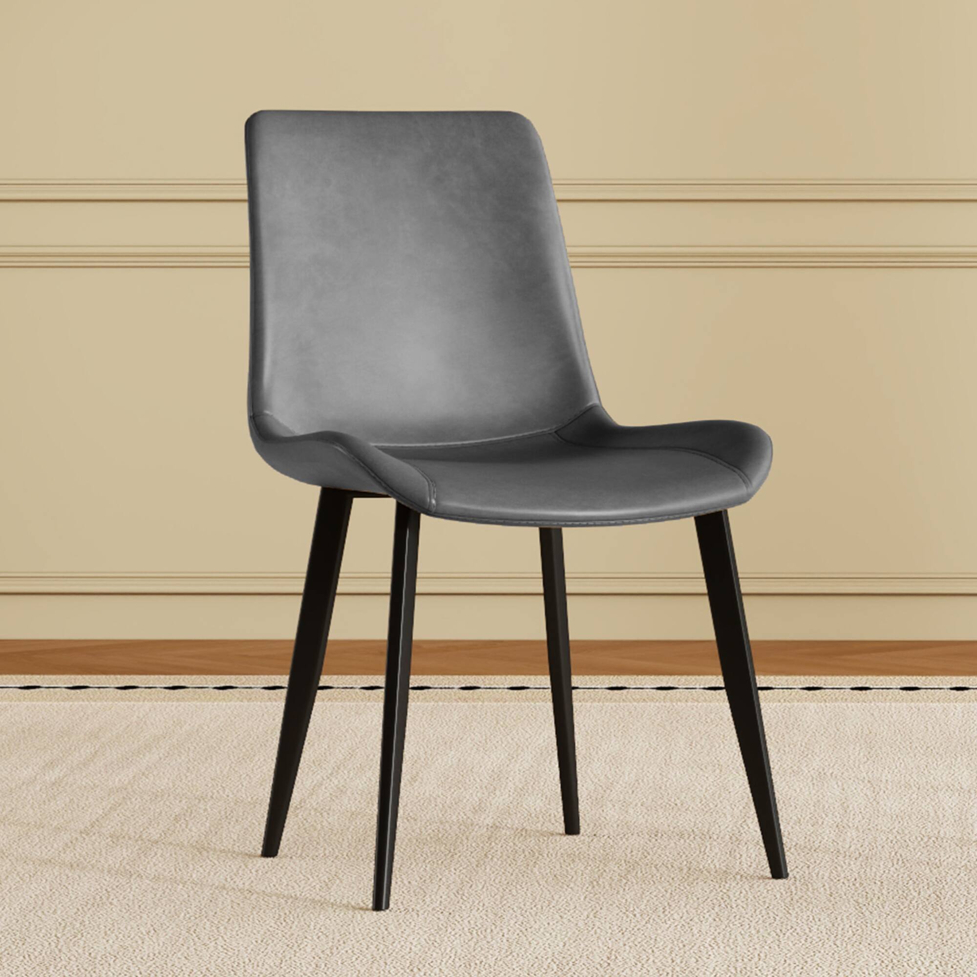 Alt View 10. GOODSILO - Modern Dining Chair with PU Leather Upholstery and Metal Frame for Kitchen and Dining Room, Set of 4 - Grey.