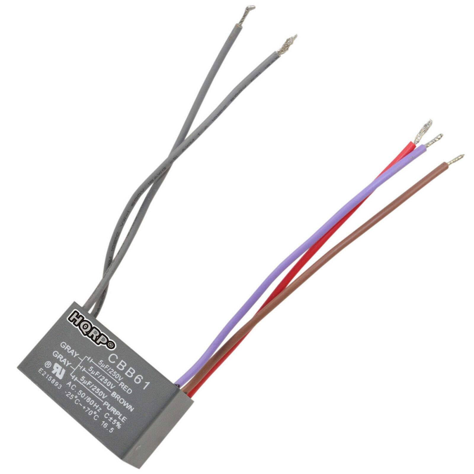 HQRP  
CBB61  
GRAY - GRAY  
RED - BROWN  
PURPLE  
E215893  
SuF/250V 5uF/250V  
AC 50/60Hz  
C5%  
16 5  
-25 70°C