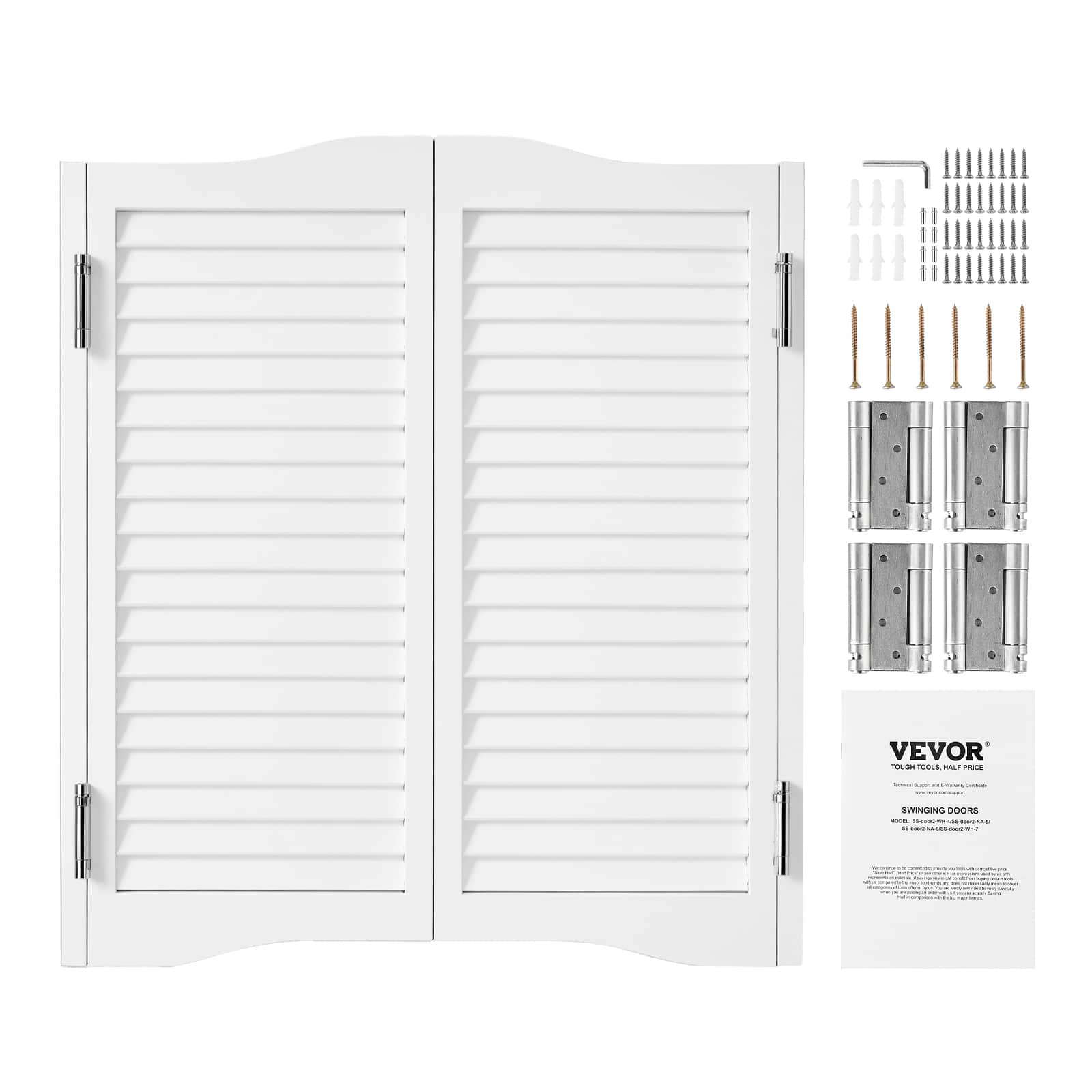 VEVOR - Double Saloon Doors, 32"W x 36" H Arched Top Interior Swinging Cafe Doors, Premium Pine Wood, with Hinges & Hardware Kit - White