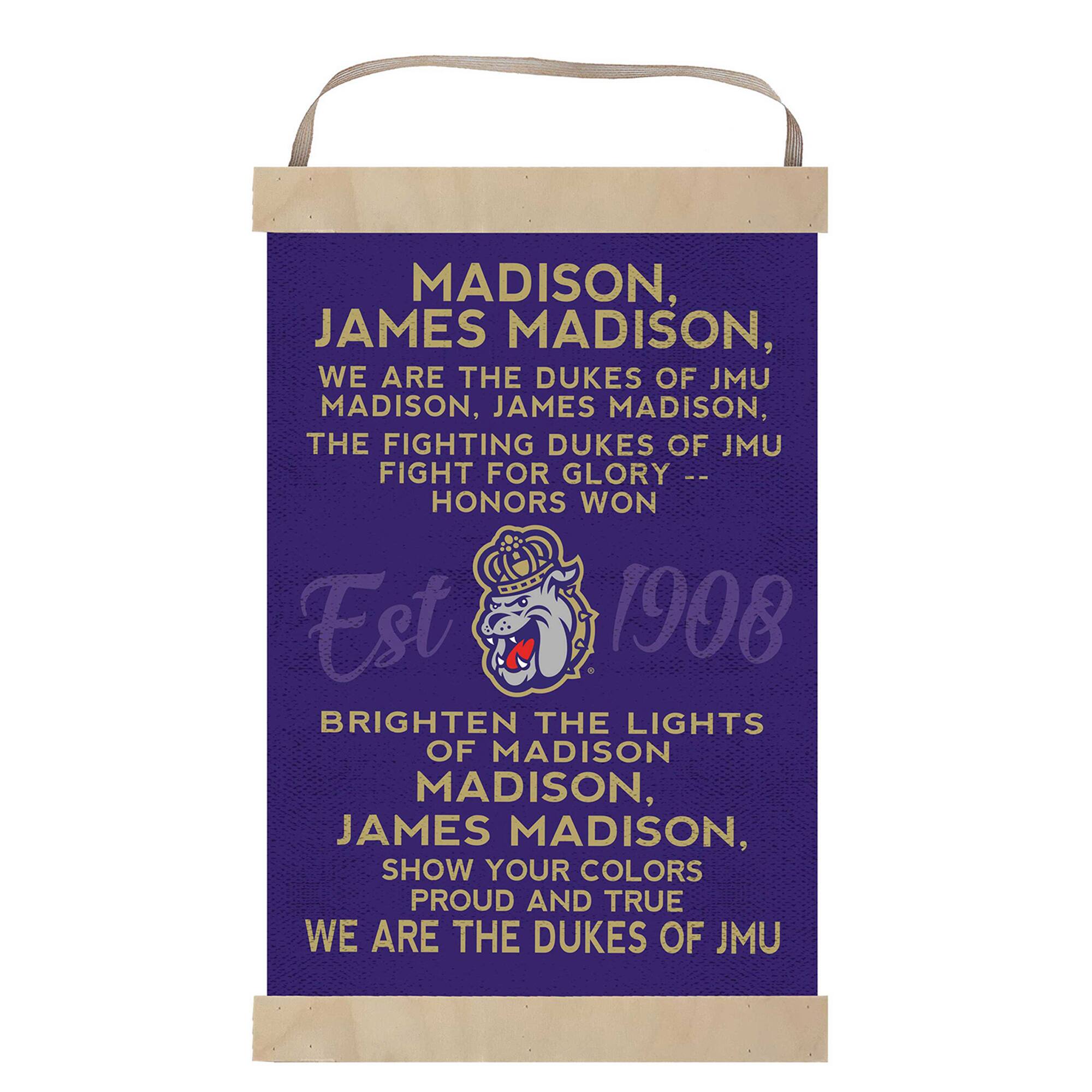 James Madison Dukes 12'' x 20'' Fight Song Banner Sign