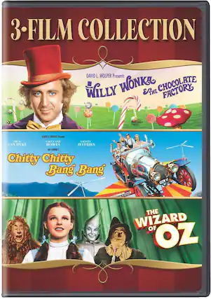 Front. Willy Wonka & the Chocolate Factory / Chitty Chitty Bang Bang / The Wizard of Oz - DVD.