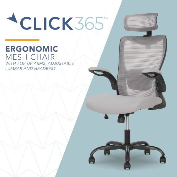 Click365 - Ergonomic Mesh Chair with Headrest - Gray price history on PriceWatchPro