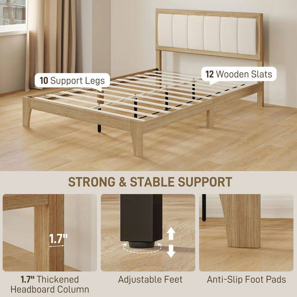 10 Support Legs  
12 Wooden Slats  

STRONG & STABLE SUPPORT  
1.7" Thickened Headboard Column  
Adjustable Feet  
Anti-Slip Foot Pads