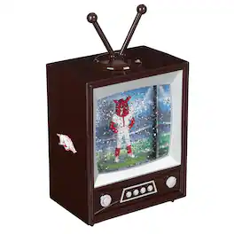 Evergreen Enterprises - Arkansas Razorbacks 8" Vintage TV Water Globe Lantern with Mascot - Brown
