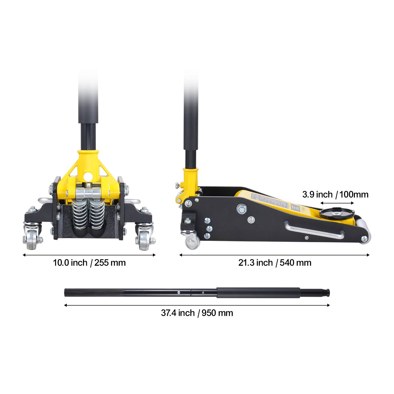 3.9 inch / 100mm  
10.0 inch / 255 mm  
21.3 inch / 540 mm  
37.4 inch / 950 mm