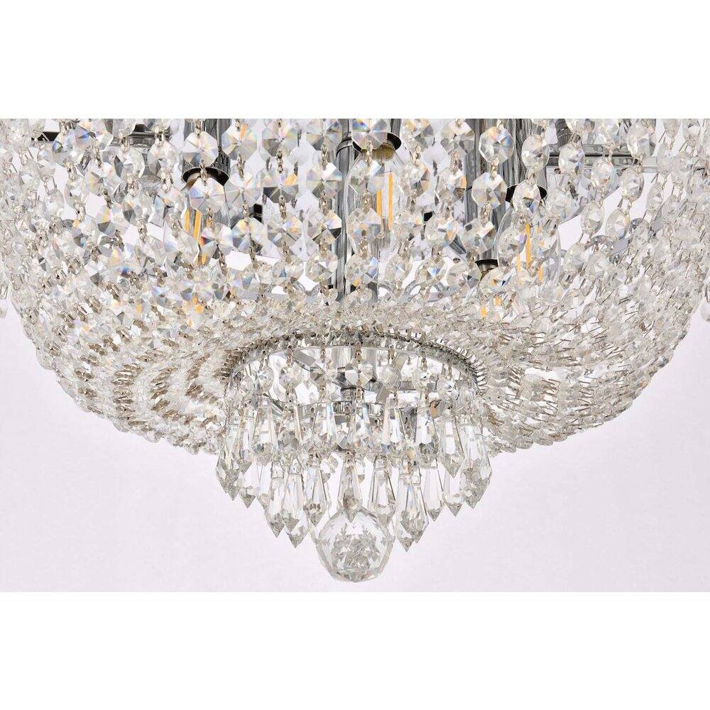 Angle. Elegant Lighting - Century 6 light Chrome Flush Mount Clear Royal Cut Crystal - Chrome.